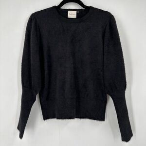 ModCloth Royal Monk Black Fuzzy Soft Puff Balloon Sleeve Pullover Sweater Medium